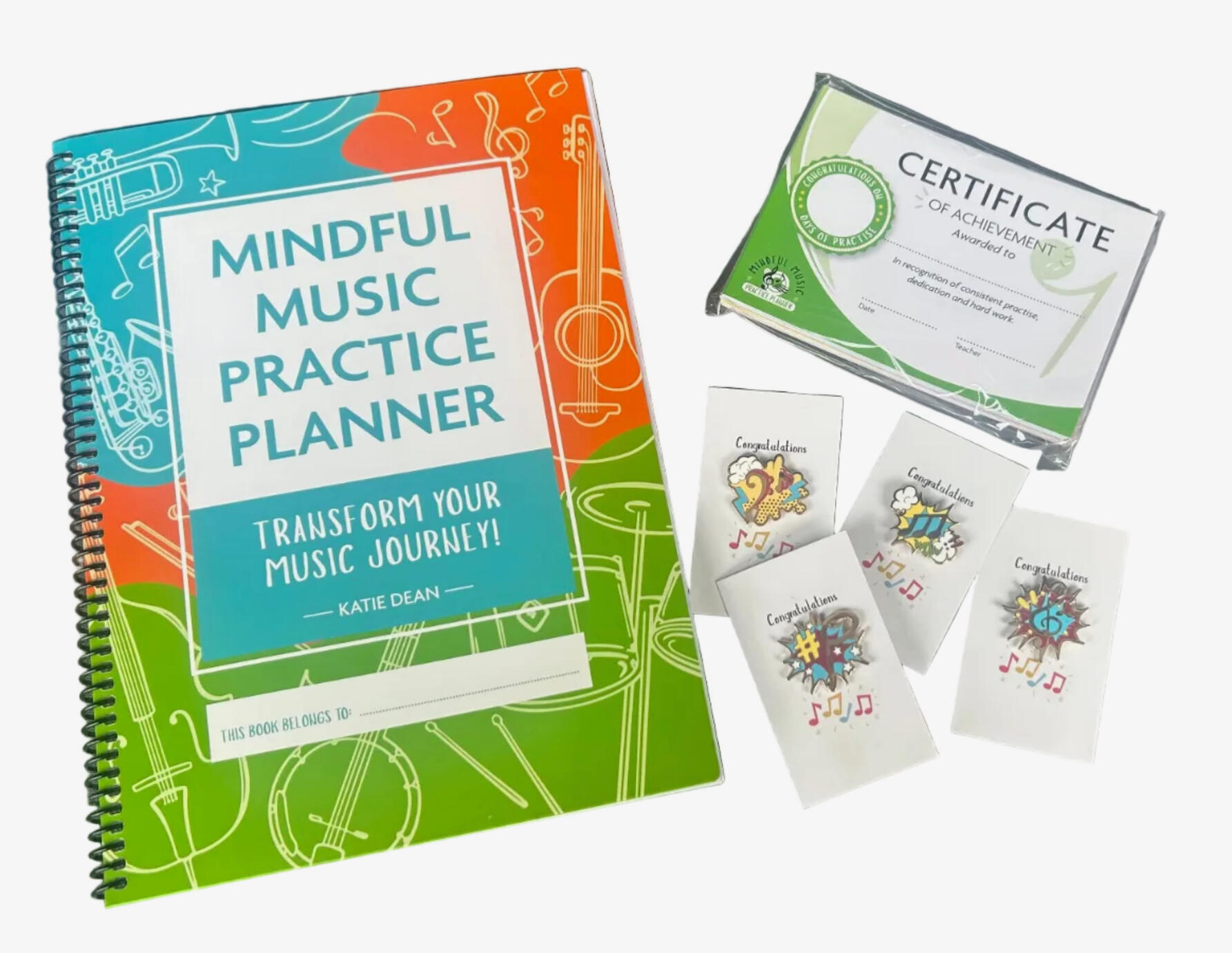 Mindful Music Practice pLanner suitable for piano guitar violin or drum lessons